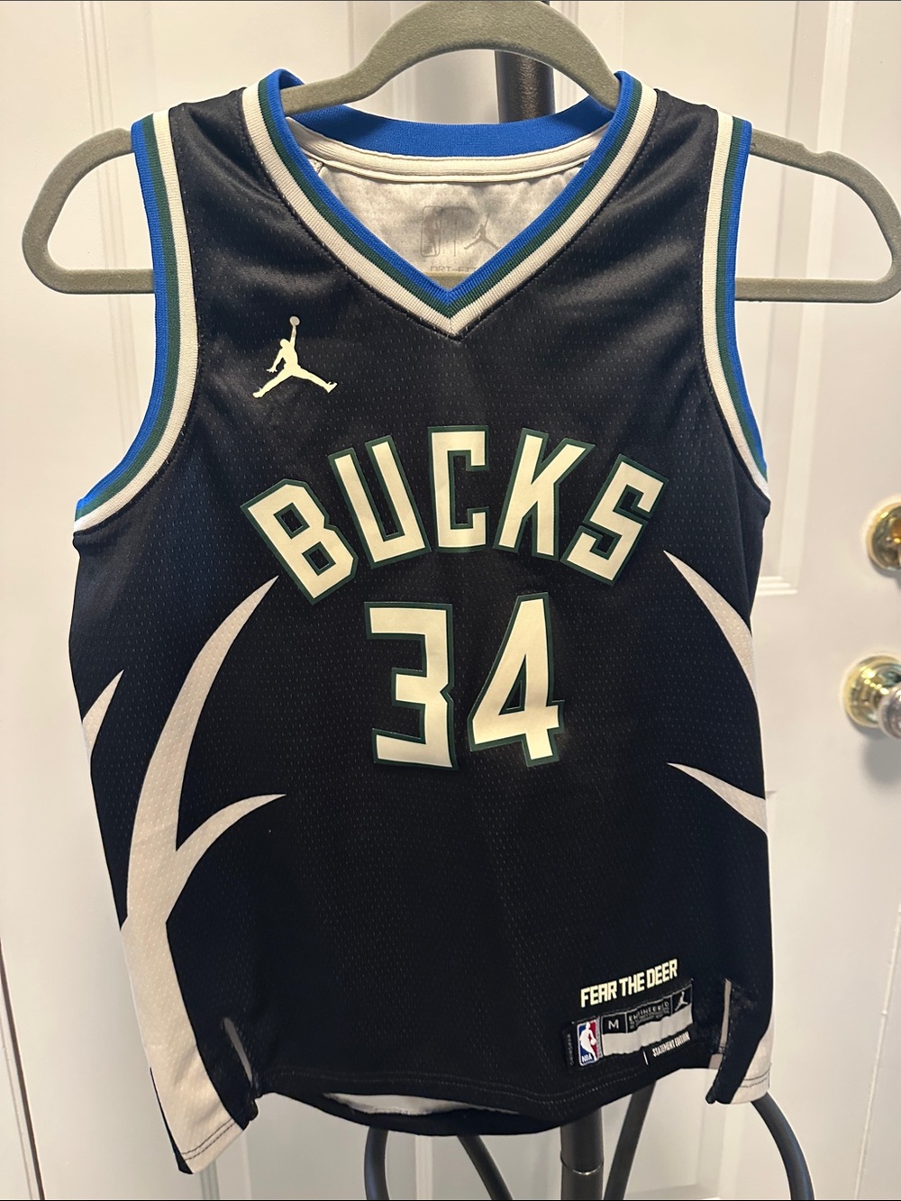Nike Milwaukee Bucks Black/Green/White #34 Jersey